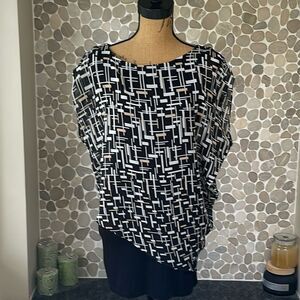 White House Black Market asymmetrical black blouse – size XS
